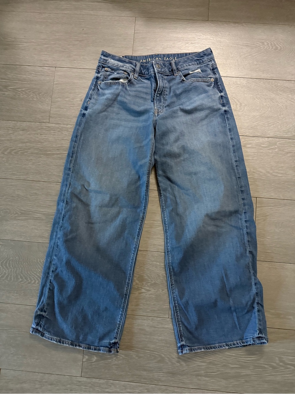 American Eagle Outfitters Women's Low Rise Wide-Leg Jeans in Blue